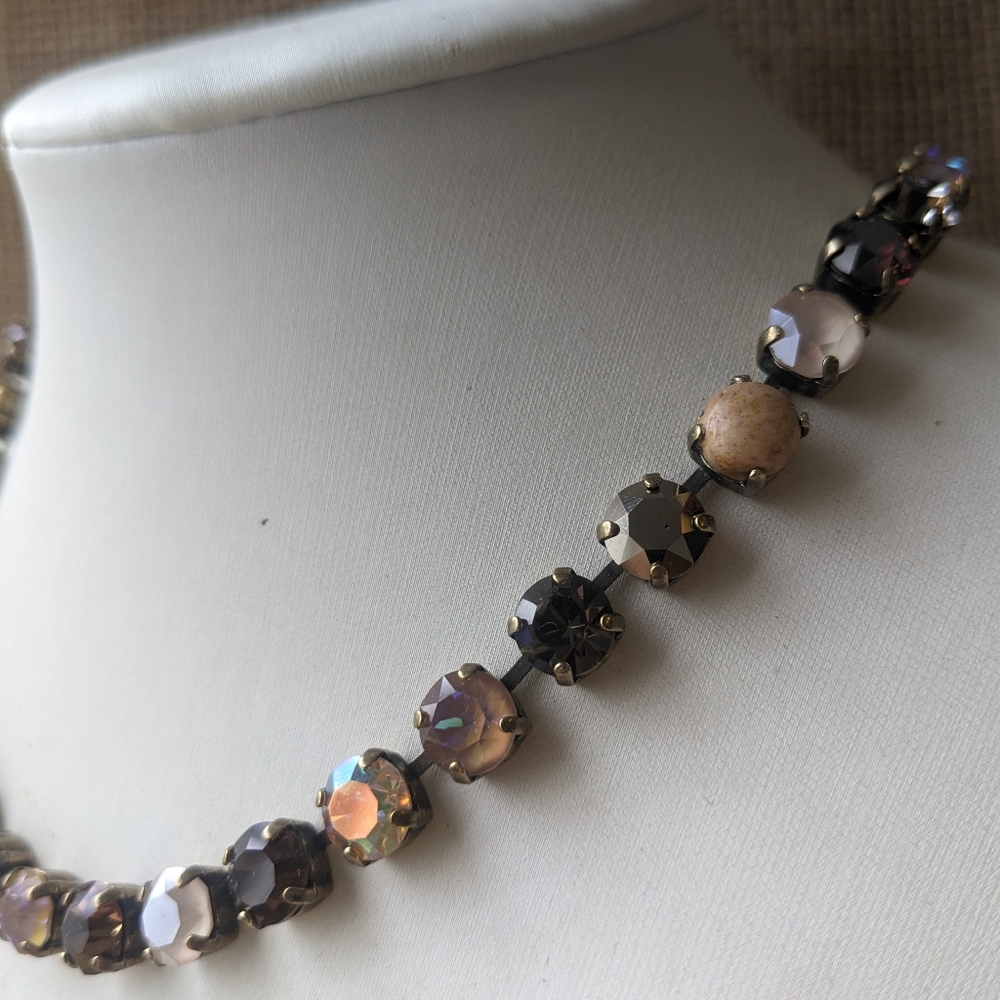 Brown Cappuccino & Latte Swarovski Crystals In Artisan-Made Classic Necklace - Picture 5 of 6